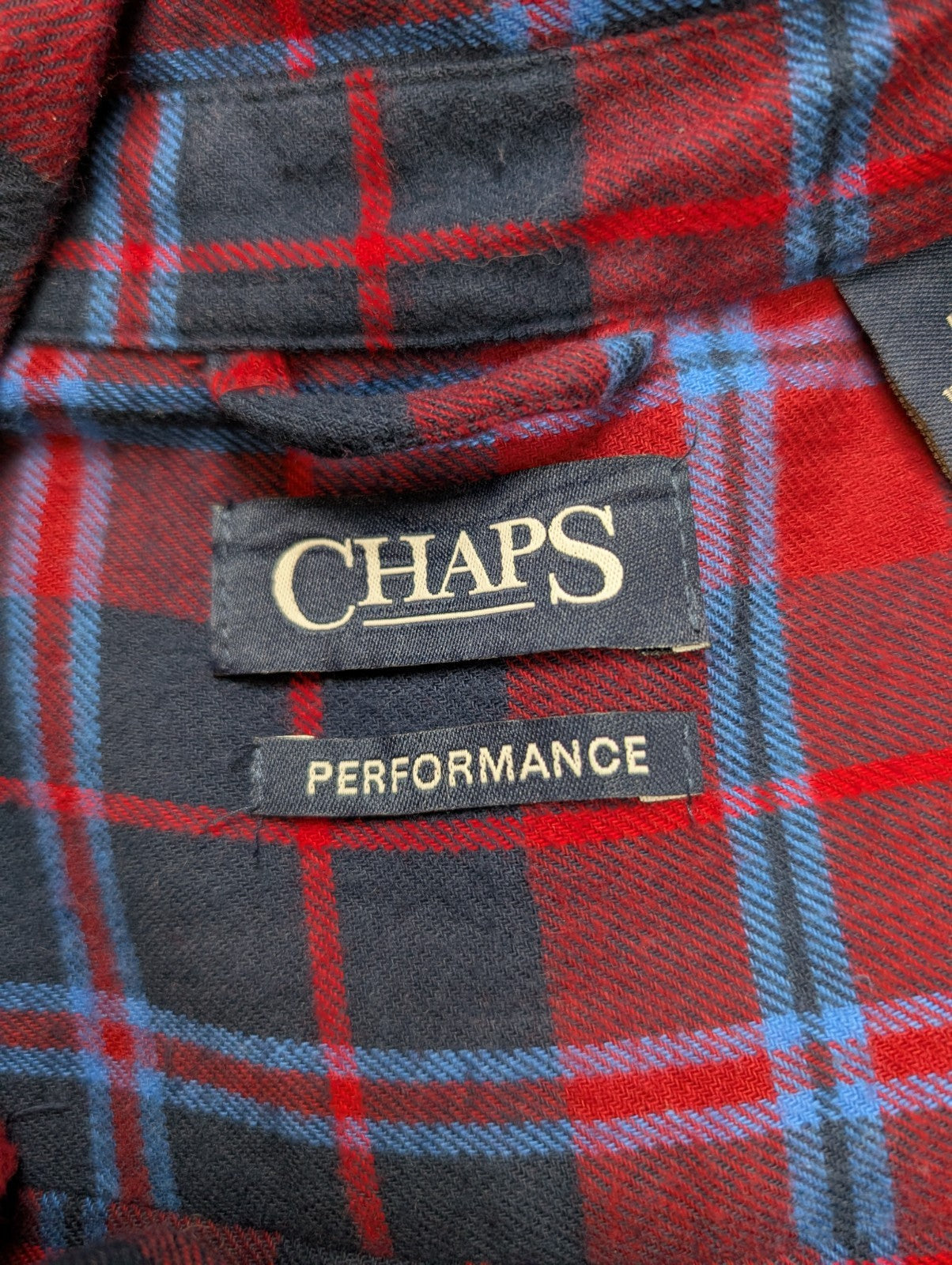 🌲 CHEMISE FLANELLE PERFORMANCE CHAPS L (G) CARREAUX ROUGE BLEU LOGO BRODÉ