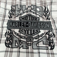 Chemise Harley-Davidson XL marron carreaux flammes 2 poches manches courtes