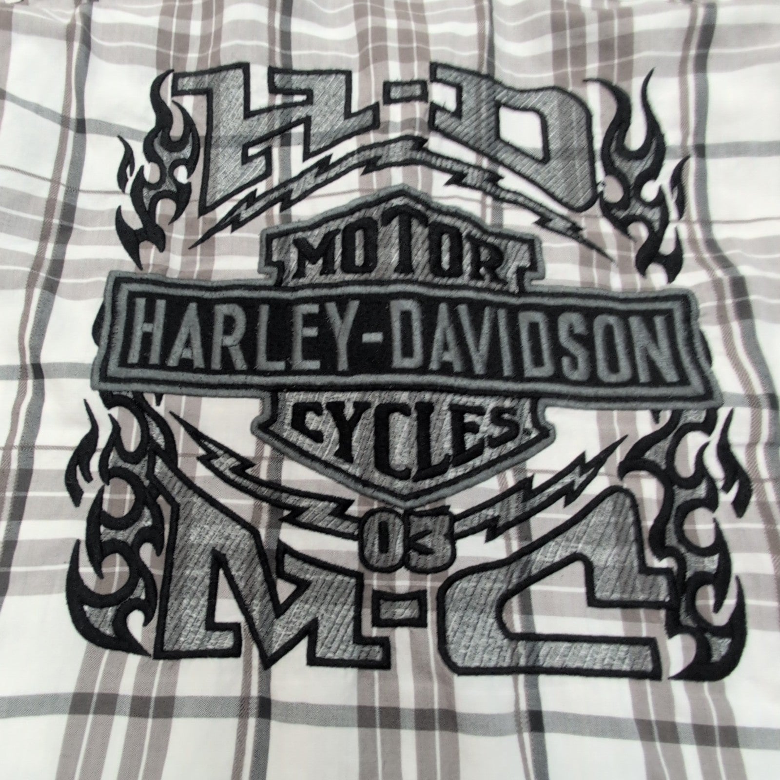 Chemise Harley-Davidson XL marron carreaux flammes 2 poches manches courtes