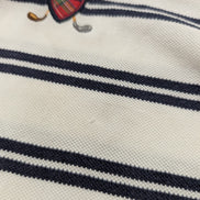 Polo manches courtes Polo Ralph Lauren blanc rayures bleu écusson golf taille L