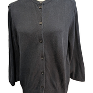 Gilet boutonné L.L. Bean vintage noir cachemire & coton femme taille XL