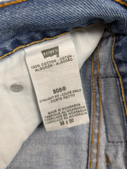 Jean Levi's 505 Regular Fit Vintage Homme W38 L30 Bleu Denim Classic Straight