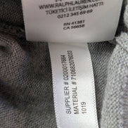 Pull Polo Ralph Lauren col V gris chiné logo gris Pima Cotton taille XL