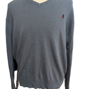 Pull Fin Polo Ralph Lauren Bleu Clair Col V Taille L Logo Rouge | 547WSR