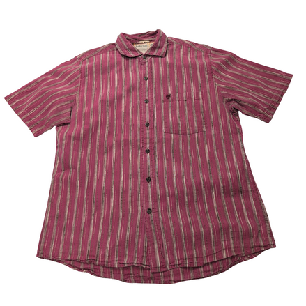 Chemise Timberland bordeaux à rayures brodées manches courtes taille M VINTAGE