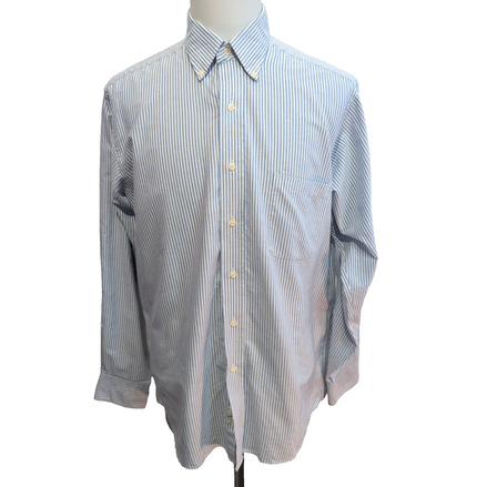 Chemise Chaps bleu à rayures coton Oxford manches longues 1 poche L XL