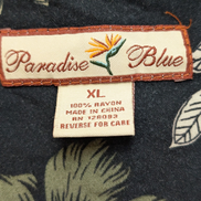 Chemise Hawaïenne Paradise Blue Noire à Fleurs Rayonne - Taille XL