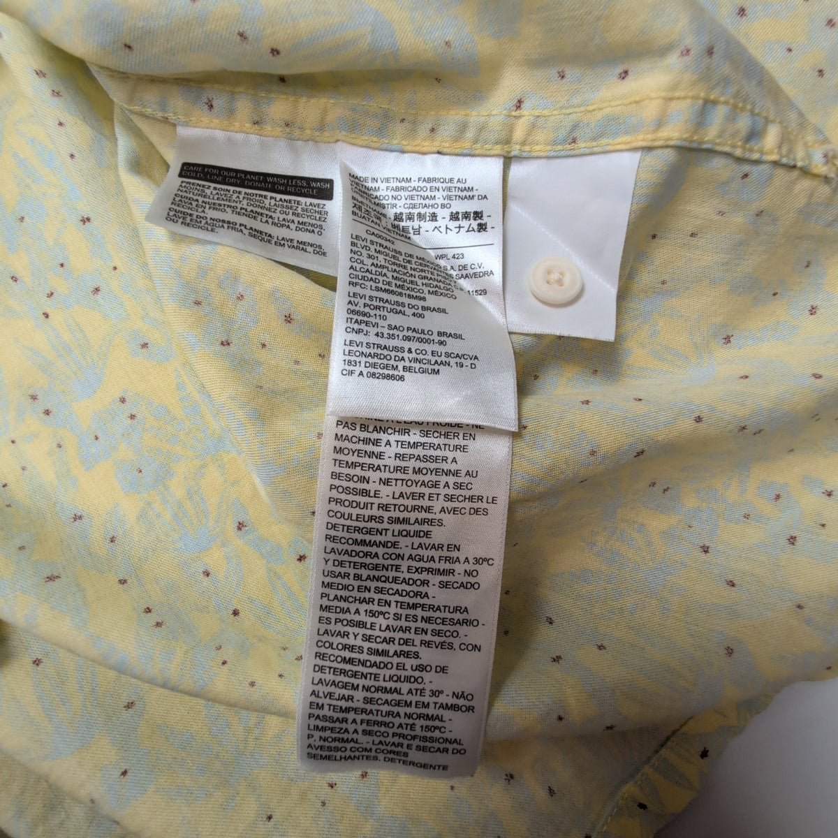 Chemise Hawaïenne Levi’s Jaune Floral Coton Manches Courtes Taille L