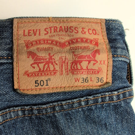 Levi’s 501 Jean Homme W36 L36 Bleu Foncé Vintage Pantalon Bouton