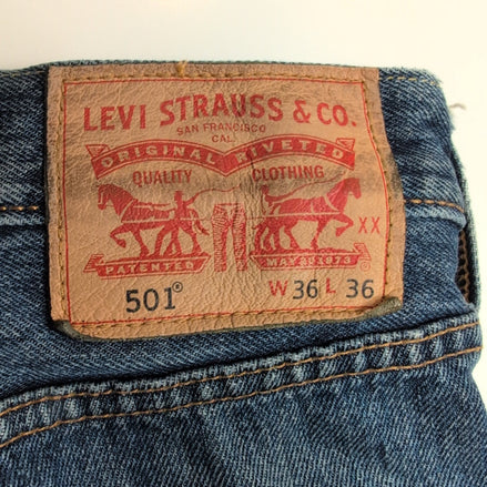 Levi’s 501 Jean Homme W36 L36 Bleu Foncé Vintage Pantalon Bouton
