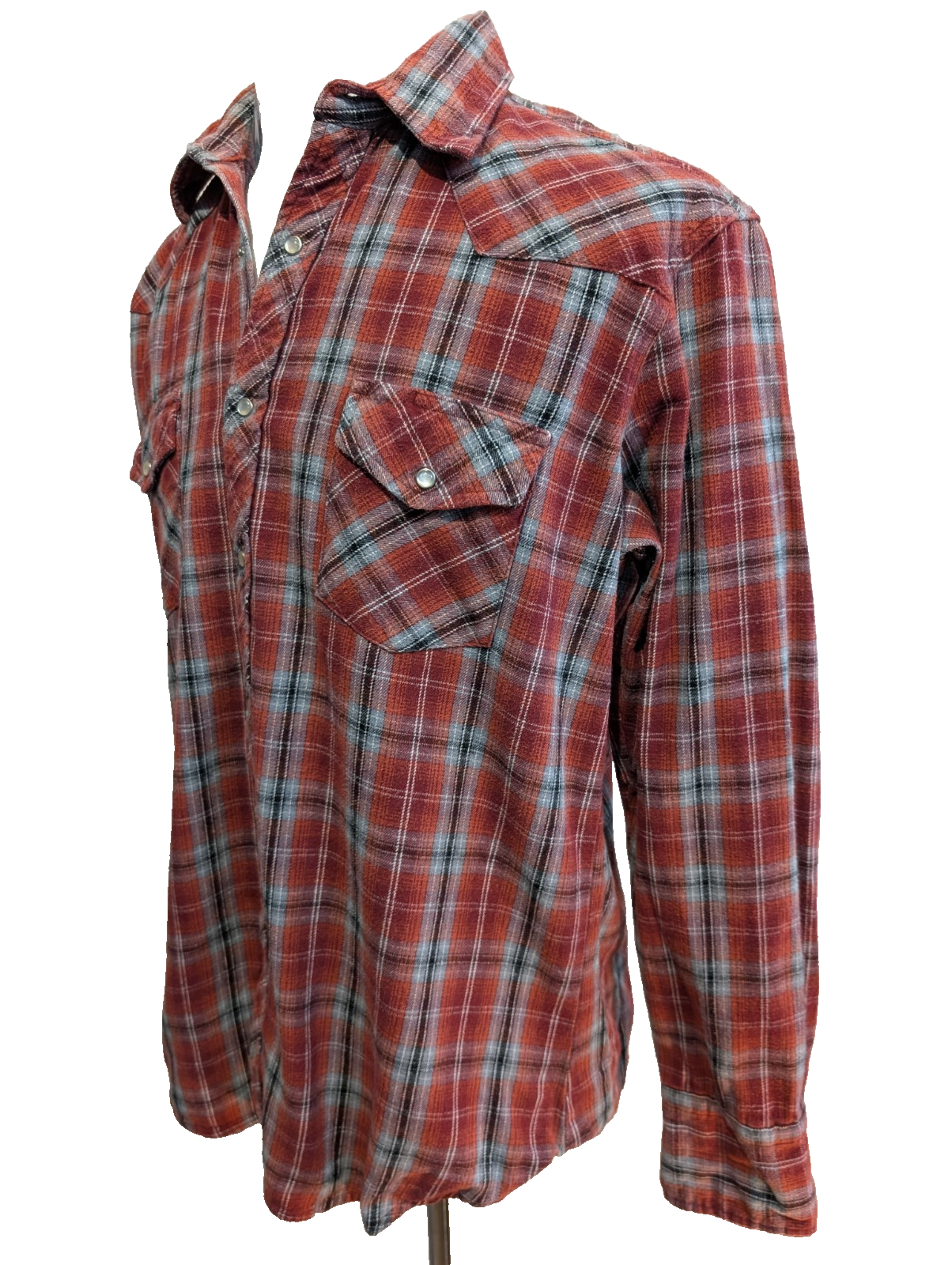 Wrangler M Chemise Western Flanelle Rouge Carreaux Boutons-pression