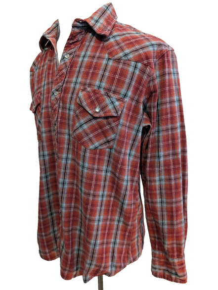 Wrangler M Chemise Western Flanelle Rouge Carreaux Boutons-pression