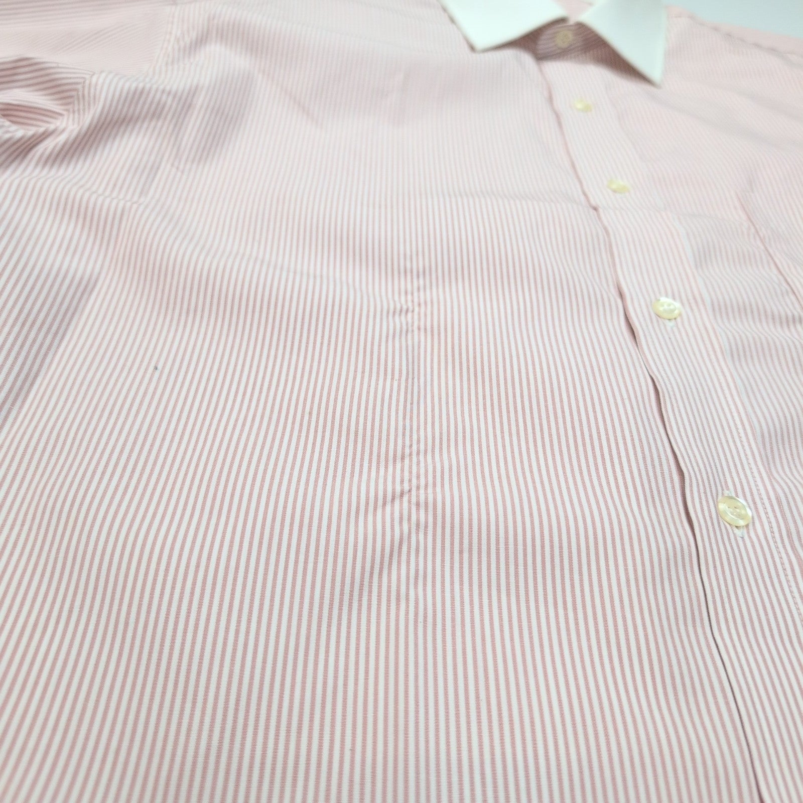 Chemise Ingram XL 17 Made in Italy Rouge Rayures Col Blanc Neuve Manches longues