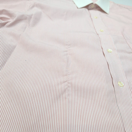 Chemise Ingram XL 17 Made in Italy Rouge Rayures Col Blanc Neuve Manches longues