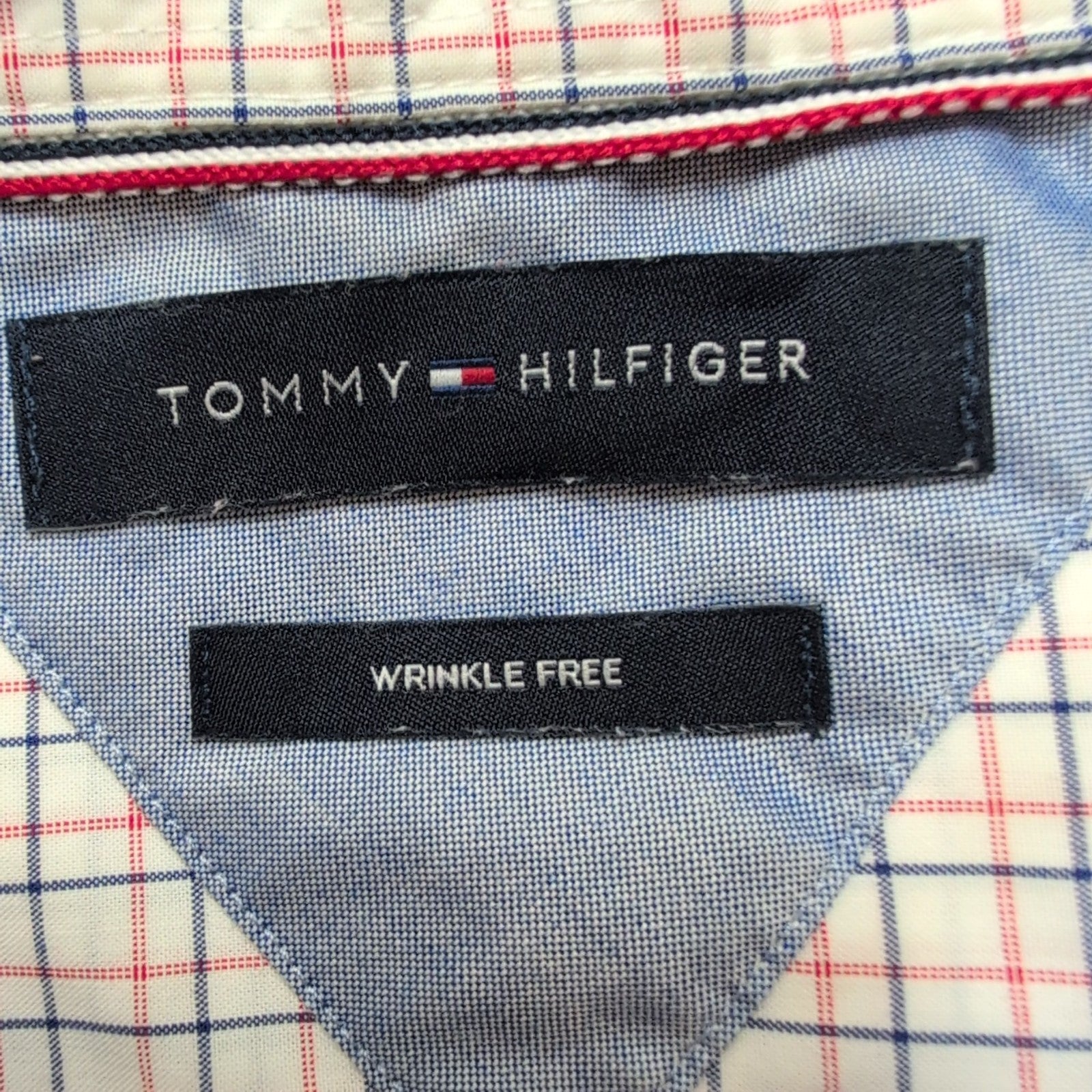 Chemise Tommy Hilfiger Wrinkle Free à Carreaux Bleu Blanc Rouge - Taille M