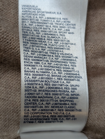 Pull Col V Tommy Hilfiger Marron Clair 100% Laine d'Agneau - Taille L / XL