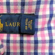 Chemise Ralph Lauren L Rose Carreaux Bleus Oxford Button Down Logo Marron