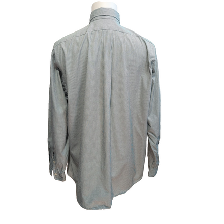 Chemise Ralph Lauren L Verte Rayures Coton Logo Brodé Vintage USA Style