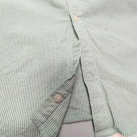 Chemise L.L. Bean à rayures vertes manches courtes taille M #112e