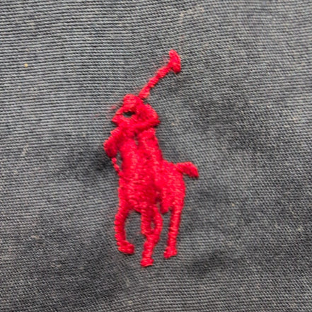 Chemise Ralph Lauren M Bleu Marine Unie Coton Manches Courtes Logo Rouge