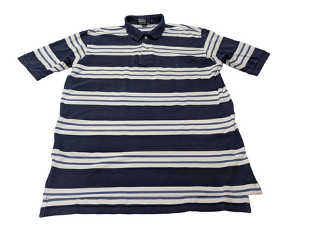 Polo manches courtes Polo Ralph Lauren L bleu marine blanc rayures coton