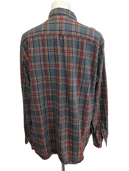 🔥 CHEMISE FLANELLE L.L. BEAN XL (TG) CARREAUX ROUGE GRIS QUALITÉ