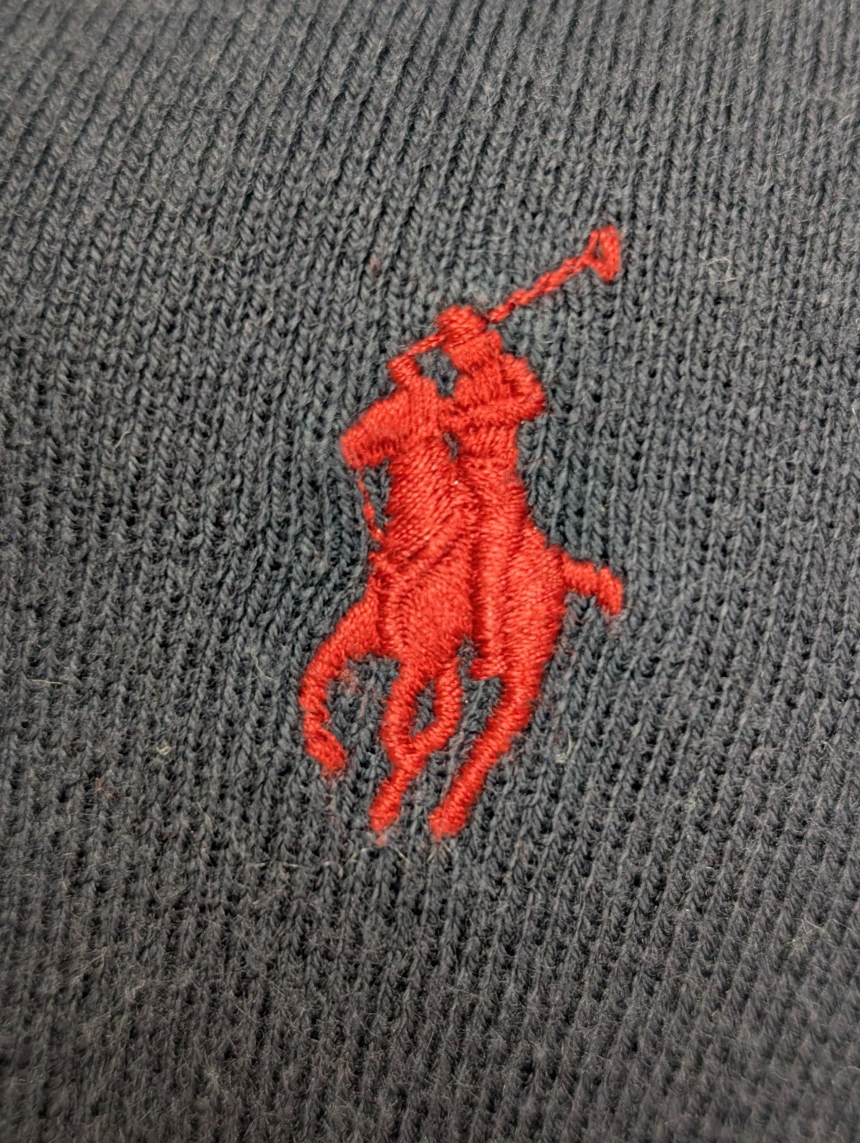 Pull Fin Polo Ralph Lauren Bleu Marine Col V Taille L Logo Rouge | 544WSR