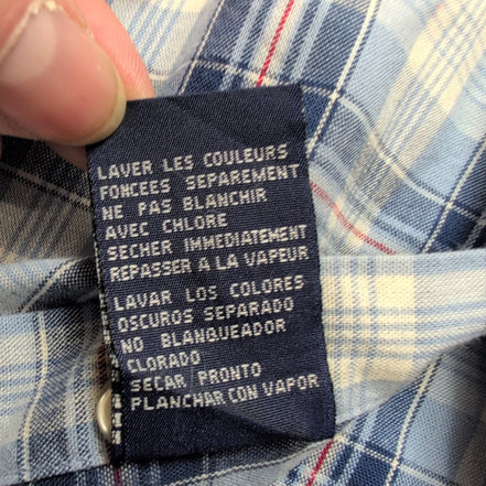Chemise Tommy Hilfiger Manches Courtes Bleue à Carreaux Coton Logo Brodé T.L