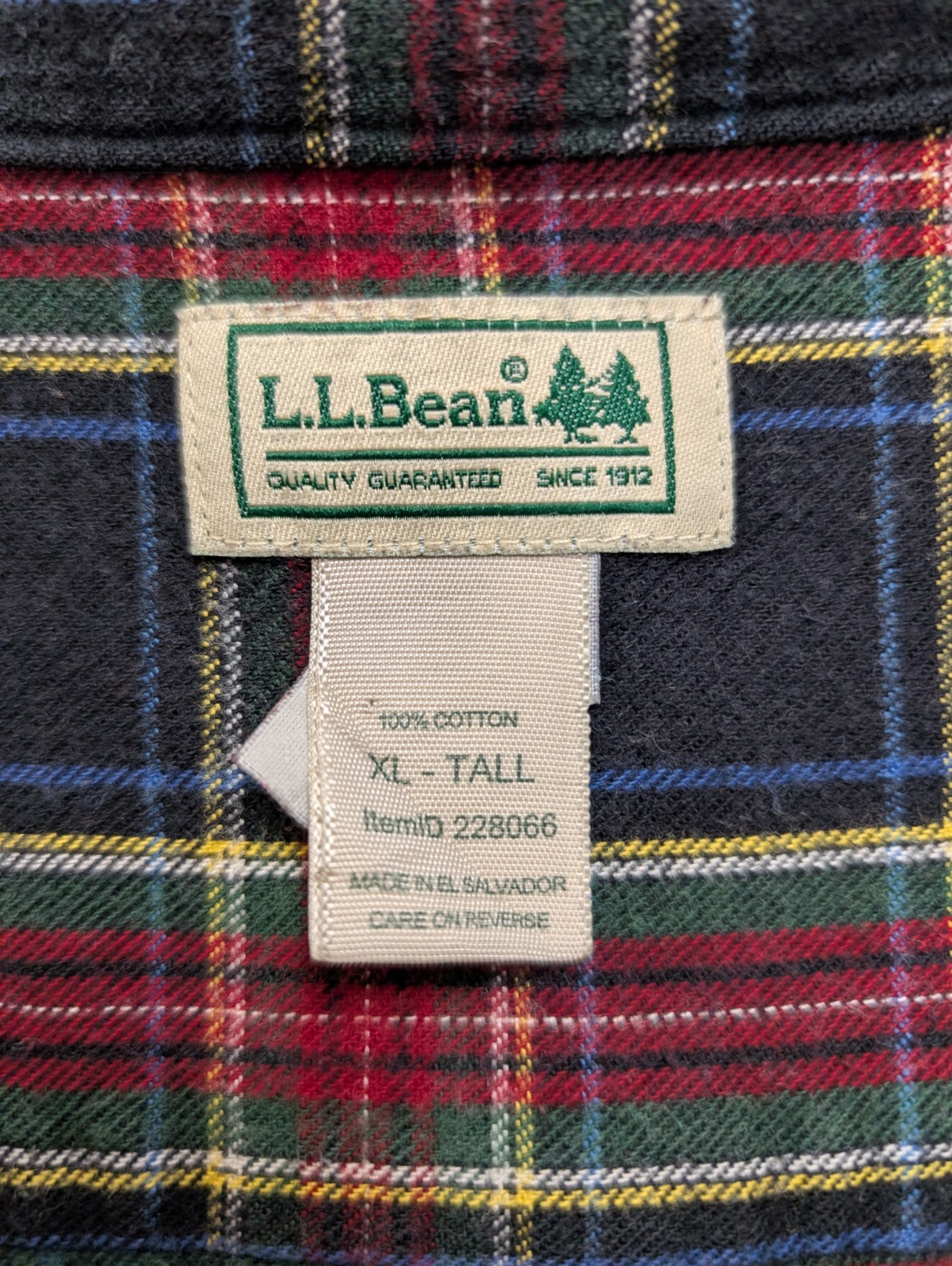 🌲 Chemise L.L. Bean XL-Tall Flanelle Tartan Coton |293S