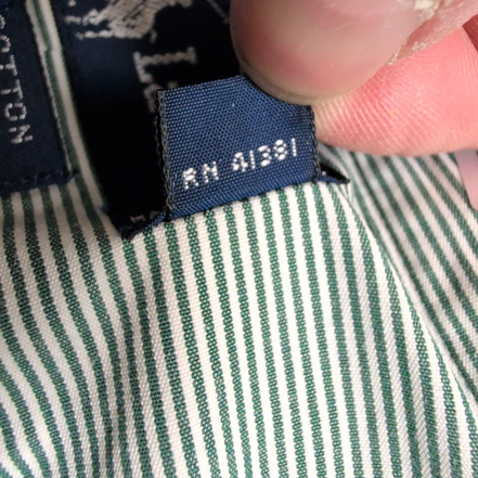 Chemise Ralph Lauren L Verte Rayures Coton Logo Brodé Vintage USA Style