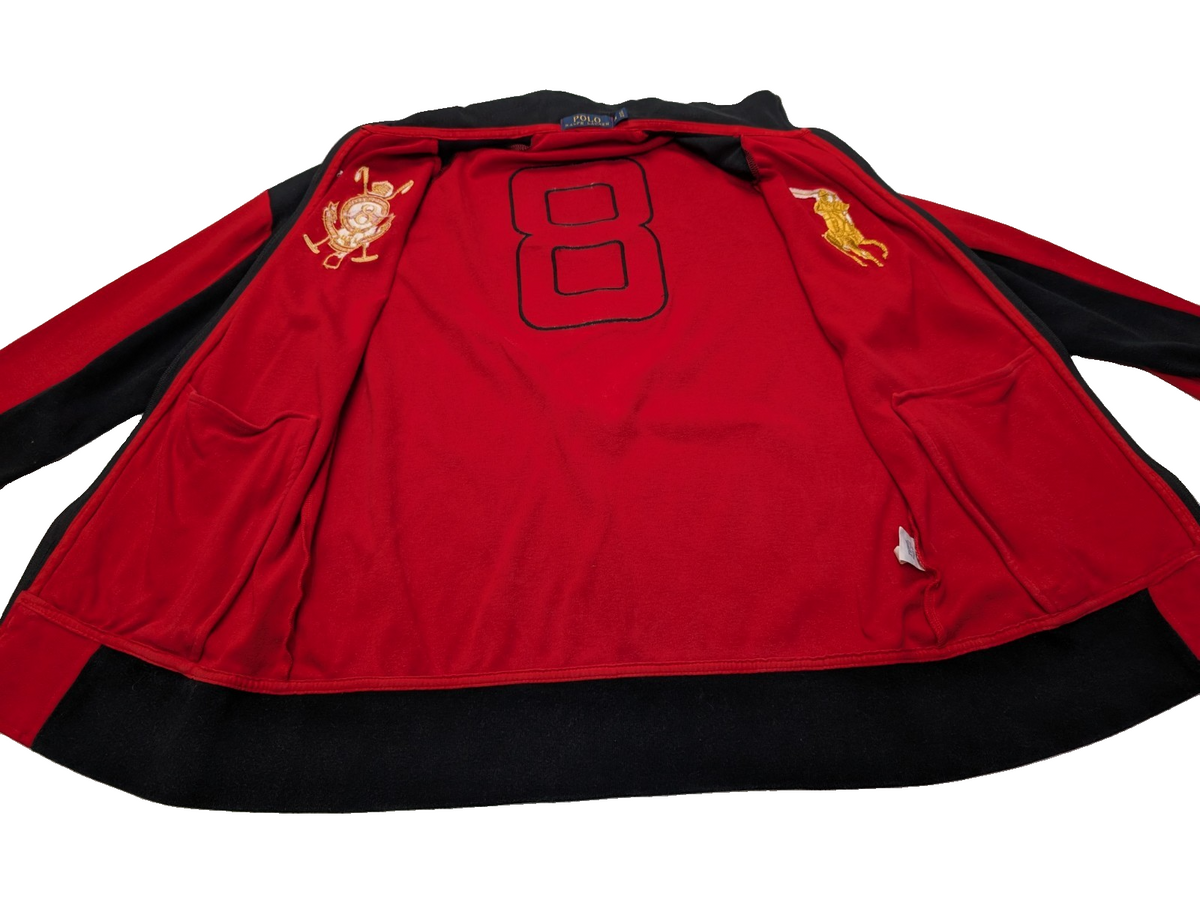 Veste zippée Polo Ralph Lauren M rouge noir Big Pony logo doré n°8