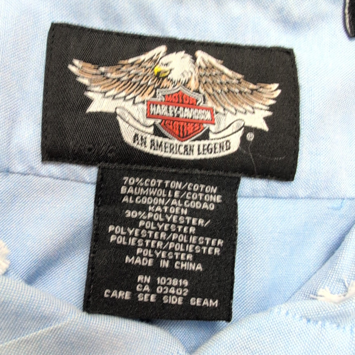 Chemise Harley Davidson M Bleu Logo Manche Brodé 2 Poches manches longues