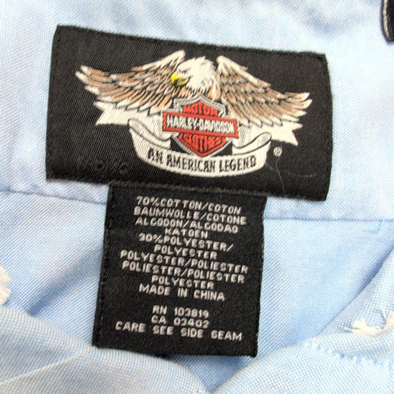 Chemise Harley Davidson M Bleu Logo Manche Brodé 2 Poches manches longues