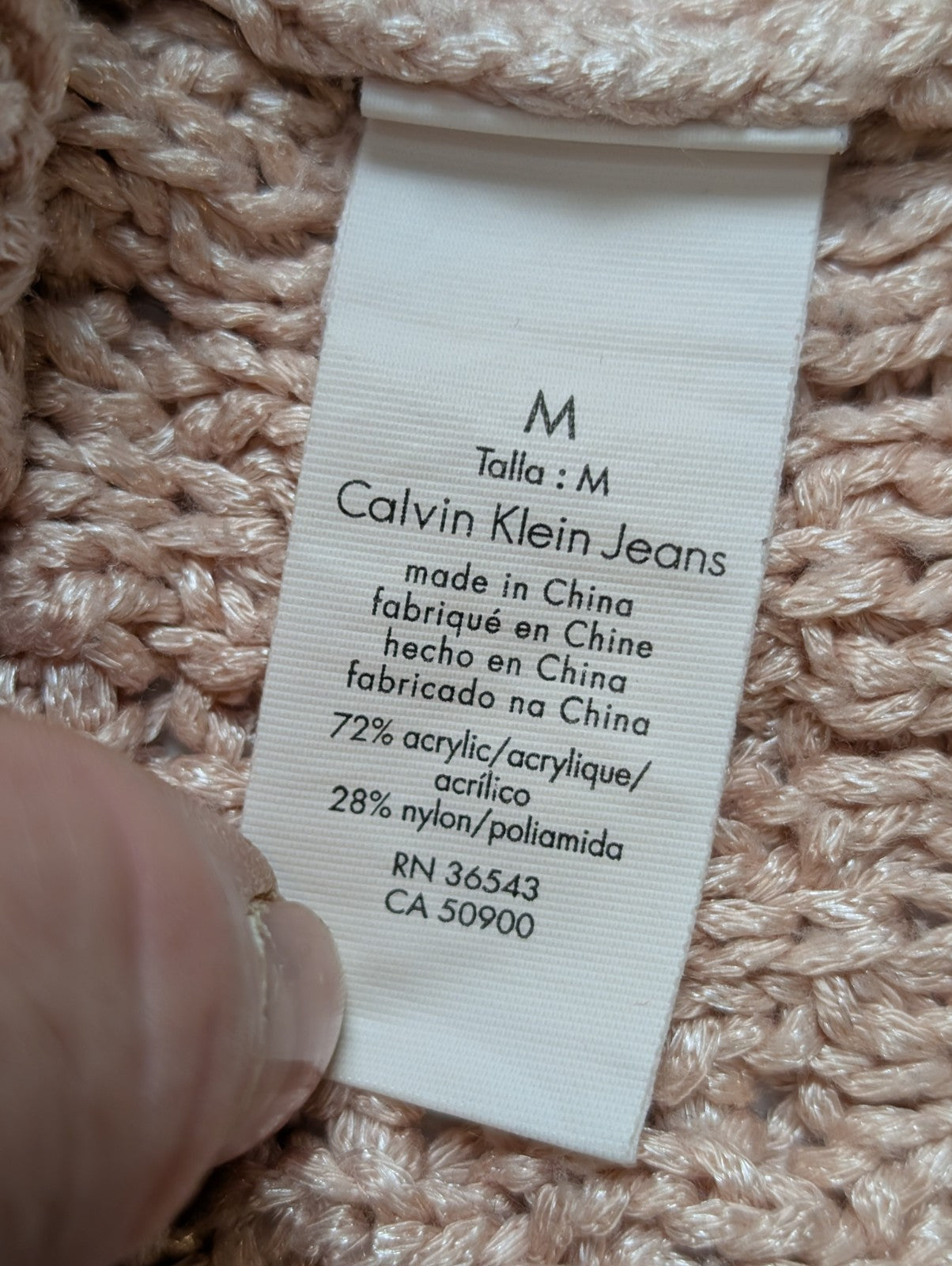 Pull Calvin Klein vintage rose saumon brillant satiné femme taille M