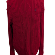 Pull Nautica Torsadé Rouge Foncé Col Rond 100% Coton Unisexe Taille XL