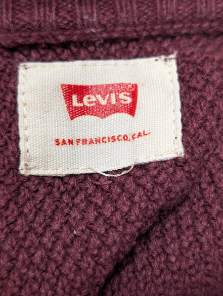 Pull Levi's Unisexe Taille M Bordeaux Grenat Col Rond Maille Fine