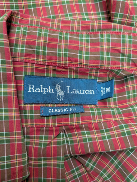 Ralph Lauren Chemise Homme M Rouge Vert Tartan Écossais Manches Longues Classic