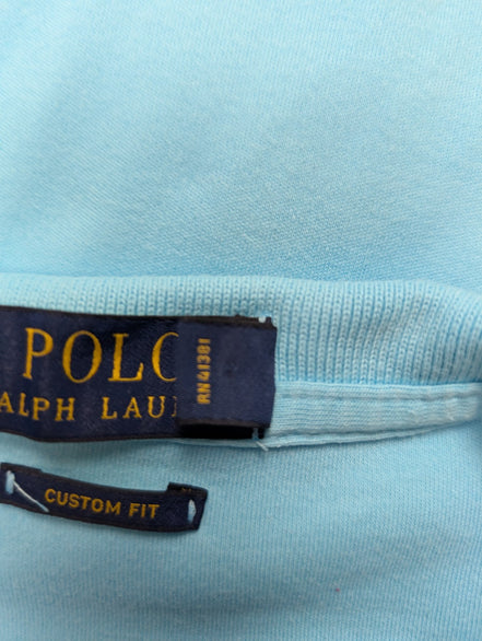 Polo manches courtes Polo Ralph Lauren M bleu turquoise logo orange Custom Fit