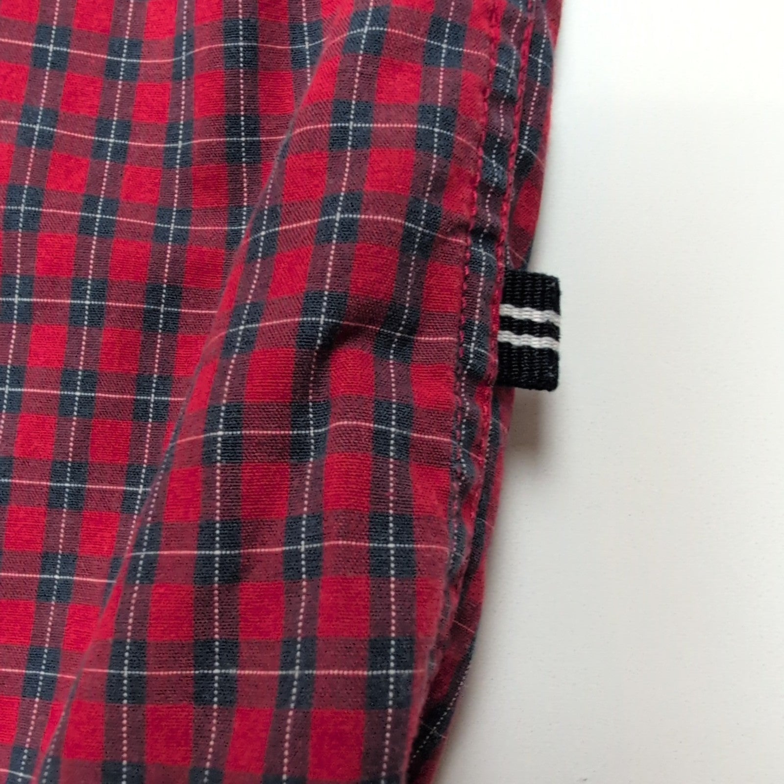 Chemise Nautica L Rouge Carreaux Logo Brodé Tencel Coton Homme