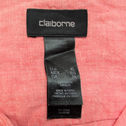 Chemise Claiborne 100% Lin Corail Saumon Manches Courtes Taille XL