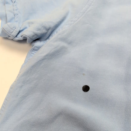 Chemise Nautica L Bleu Clair Rayonne Lin Manches Courtes Logo Brodé Vintage