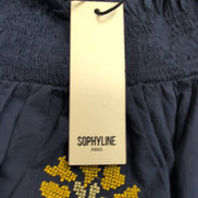 Blouse SOPHYLINE Paris Femme S Bleu Marine Broderie Florale Coton Neuve