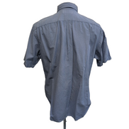 Chemise Ralph Lauren L Bleue Rayures Gaufrées Coton Manches Courtes Logo Rose
