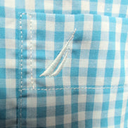 Chemise Nautica L Bleu Turquoise Carreaux 100% Coton Made in Mauritius