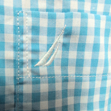 Chemise Nautica L Bleu Turquoise Carreaux 100% Coton Made in Mauritius