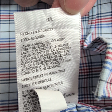 Chemise Nautica L Carreaux Bleu Rouge Logo Brodé Made in Mauritius Coton