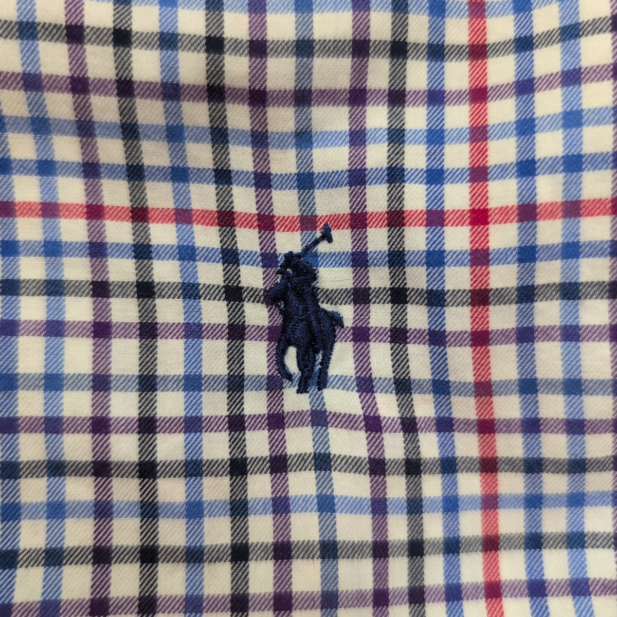 Chemise Ralph Lauren M Carreaux Bleu Rouge Logo Bleu Marine manches longues