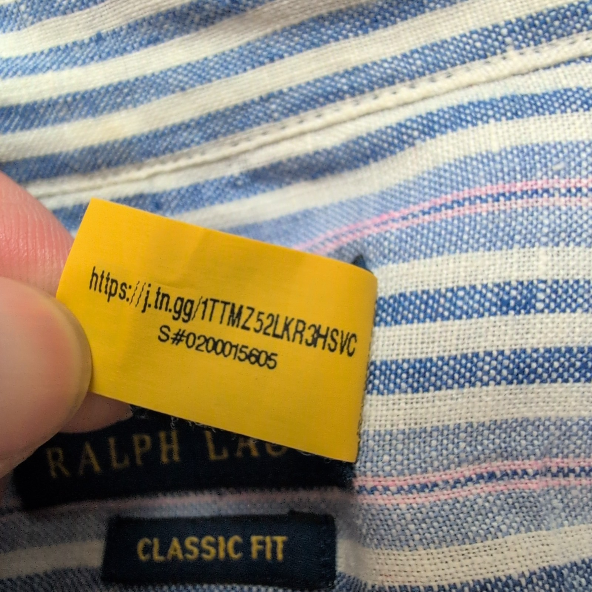 Chemise Polo Ralph Lauren XXL Lin Rayures Multicolores Classic Fit QR Code