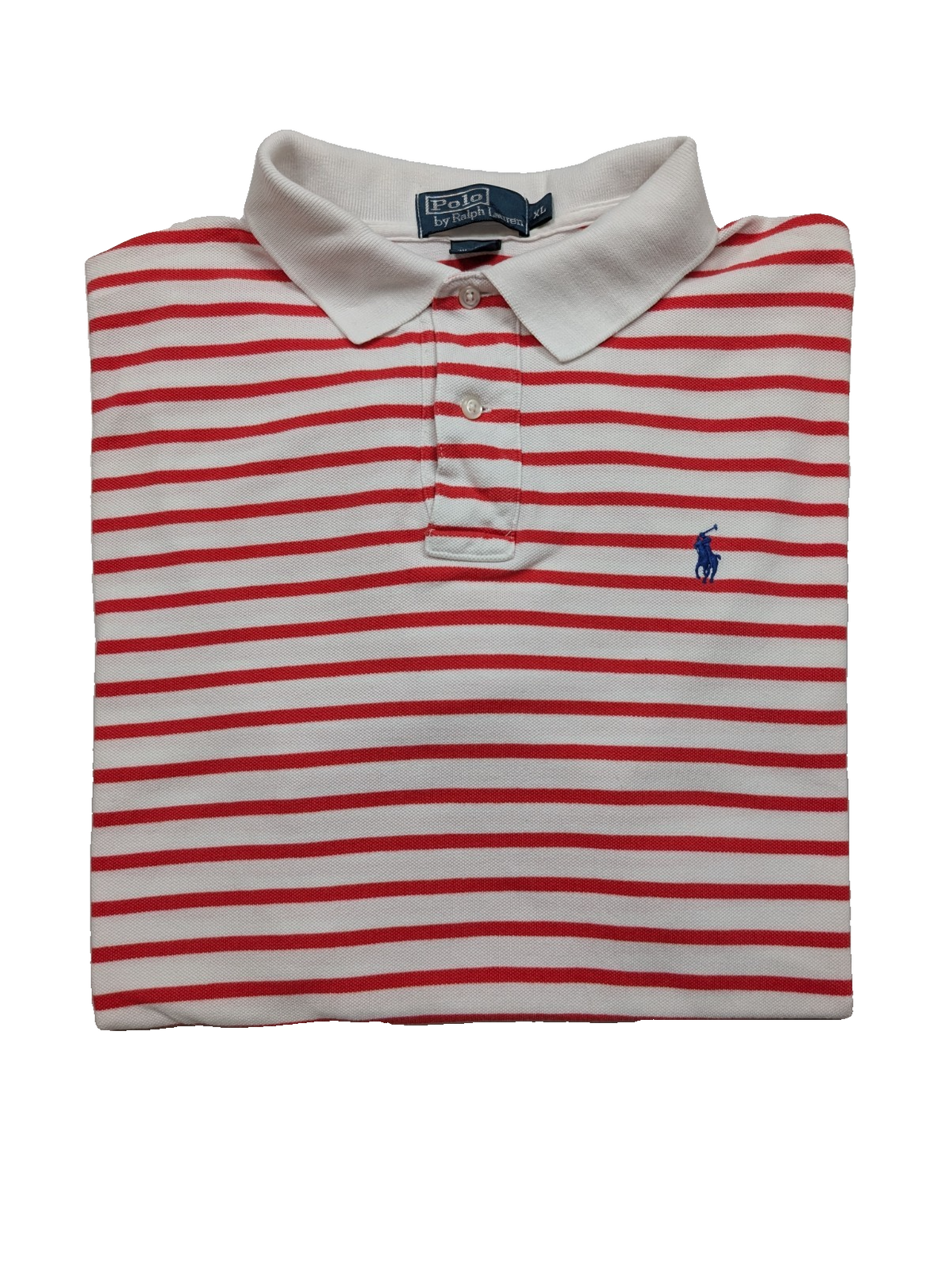 Polo manches courtes Polo Ralph Lauren XL blanc rayures rouges logo bleu