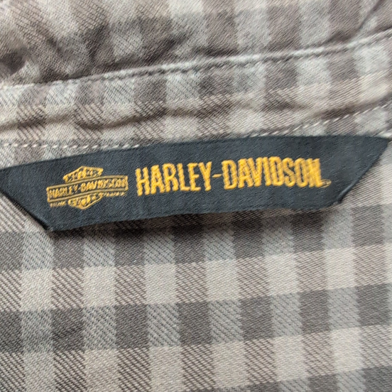 Chemise Harley Davidson Flanelle L Carreaux Gris Marron Manches Courtes